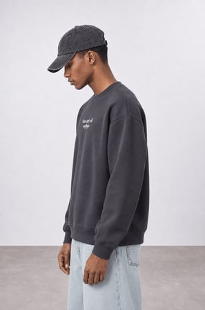 Erkek The Art Of Patch Detaylı Oversize Sweatshirt Füme