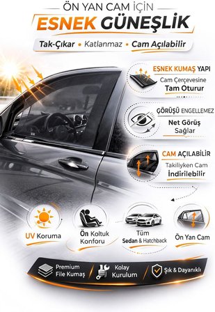 1 Adet Araba Ön Yan Cam Güneşlik Araba Perdesi Ön Cam Perde Güneş Önleyici Oto İçi Güneşliği İçin Sinekliği