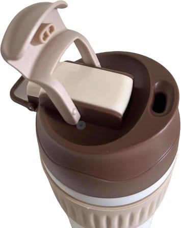 ÇİFT KAPAKLI PİPETLİ YENİ SERİ STAINLESS STEEL 450 ml SICAK/SOĞUK MAG BARDAK TERMOS (kahve)
