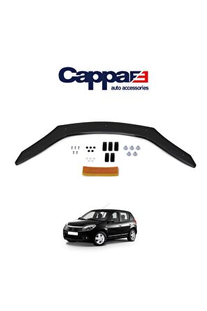 Dacia Sandero Ön Kaput Koruyucu Rüzgarlığı 4mm Akrilik (ABS) Piano Black 2009-2012