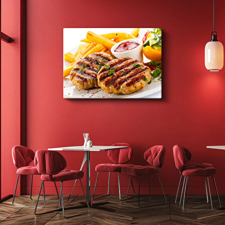 Izgara Köfte ve Patates Kızartması Kanvas Tablo