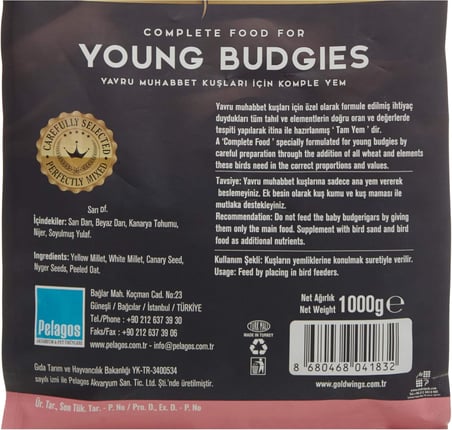 Gold Wings Premium Yavru Muhabbet Kuşu Yemi 1 Kg