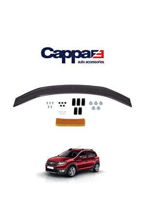 Dacia Sandero Ön Kaput Koruyucu Rüzgarlığı 4mm Akrilik (ABS) Piano Black 2012 Ve Sonrası