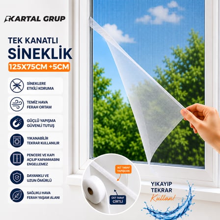 Pencere Tül Sineklik 125x75 cm Tek Kanat