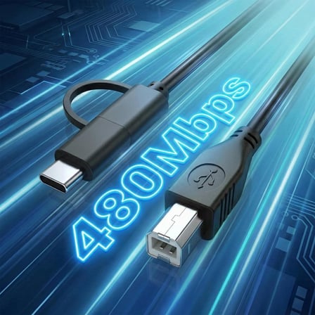 Type-C + Micro USB to USB-B Yazıcı/MIDI Bağlantı Kablosu (1 METRE) - Printer, Tarayıcı, MIDI Klavye, Ses Kartı, Dijital Piyano - DJ ve Müzik Ekipmanları Uyumlu
