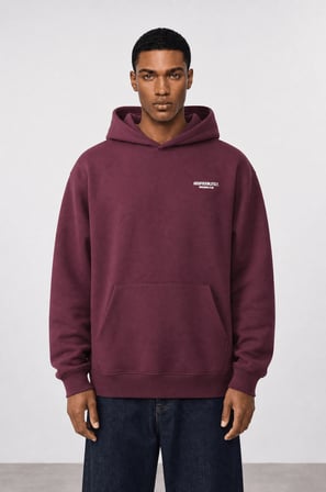 Erkek Absofuckinlutely Baskılı Oversize Hoodie Bordo