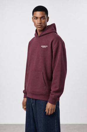 Erkek Absofuckinlutely Baskılı Oversize Hoodie Bordo