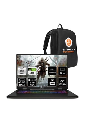 SWORD 17 HX i7-14700HX 40GB 2TB SSD RTX4060/8GB 105W 17" FHD+ 165HZ FDOS B14VFKG & PER4 ÇANTA