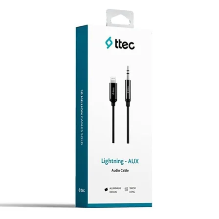 Aux to Lightning iPhone Ses Kablosu 100 cm, 1 metre Siyah 2 Yıl Garantili Yüksek Kalite - 2DK42S