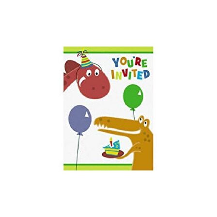 DİNOZOR DOĞUM GÜNÜ DAVETİYE SETİ 8'Lİ