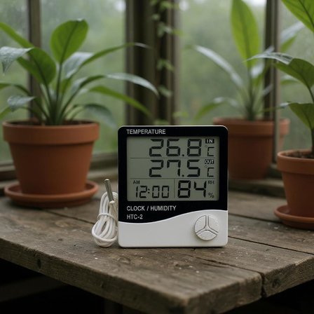 HTC-2 Dijital Termometre Sıcaklık Ve Nem Ölçer Higrometre Masa Alarm, Problu Dijital Termometre, Problu Sıcaklık ve Nem Ölçer
