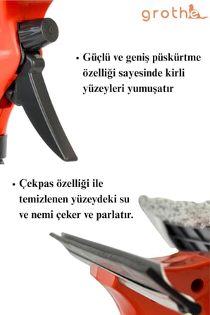 Spreyli Camsil Çekpas Deterjan Su Hazneli Silikonlu Çekçek Microfiber Araba Cam Ayna Temizleyici 28 cm