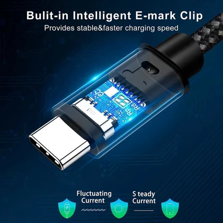 Force 100W Type-C to Type-C USB 3.1 Gen2 10 Gbps 4k@60hz Hızlı Şarj Data ve Görüntü Aktarım Kablosu Örgülü GN (3 Metre)