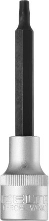 İzeltaş 1113064227 T 27 1/2" Uzun Star (Tor X) Uçlu Lokma Anahtar (100 mm), Krom, T27