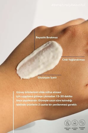 SPF 50+ Yüksek Korumalı Güneş Kremi 50 ml - Glutatyon ve Panthenol İçeren Nemlendirici ve Ton Dengeleyici Yüz Güneş Kremi, UVA UVB Koruyucu Günlük Bakım
