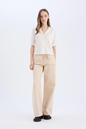 DeFacto Coool Gabardin Pantolon Wide Leg Yüksek Bel Geniş Bol Paça E1794AX25SPER222
