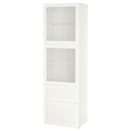 Dolap Kombinasyonu, Beyaz-Şeffaf Cam, 60x42x193 cm, Çıt Çıt Raylı