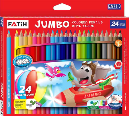 Fatih FA33350KB24RTB Tam Boy Jumbo Renkli Kuru Boya, 24 Renk