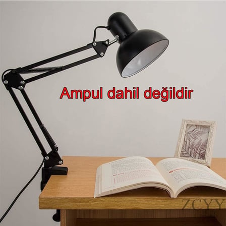 Coverzone Kıskaçlı Masa Lambası 3 Farklı Değiştilebilir Sıkıştırma Yöntemi - Açısı Ayarlanabilir 3 Eklemli Çalışma Masası Lamba | SY-444 Ampul Dahil Değil