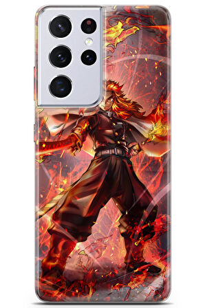 Samsung Galaxy S21 Ultra uyumlu Manga 40 HD UV Baskı Kyojuro Rengoku Slayer