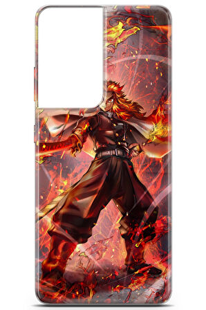 Samsung Galaxy S21 Ultra uyumlu Manga 40 HD UV Baskı Kyojuro Rengoku Slayer
