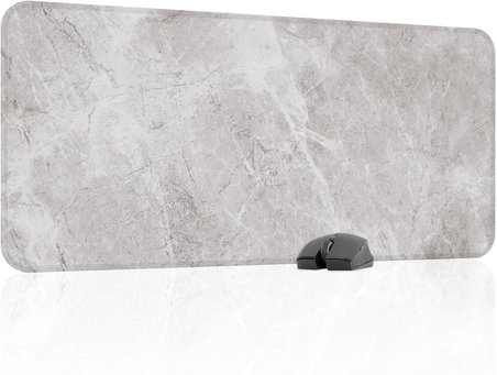 Beyaz Mermer Desenli Oyuncu Gaming Mouse Pad Kauçuk Kaymaz Taban Mousepad (V4, 90x40 XXL)