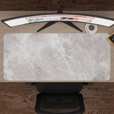 Beyaz Mermer Desenli Oyuncu Gaming Mouse Pad Kauçuk Kaymaz Taban Mousepad (V4, 90x40 XXL)