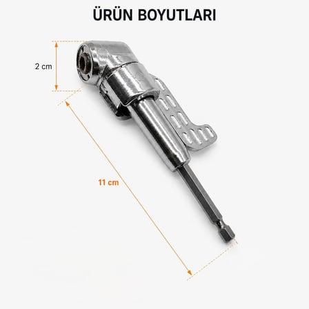 Orret Home 90 Derece Vidalama Köşe Adaptörü 360° Döner Başlıklı Matkap Aparatı Dar Alan Vida Sıkma Ucu 6.35mm Hex Şaft Profesyonel Açılı Adaptör