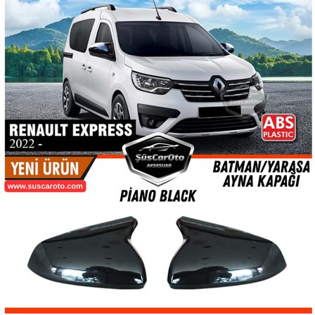 Renault Express 2022 Sonrası Uyumlu Batman Yarasa Ayna Kapağı Piano Black ABS Plastik Sağ Sol Takım