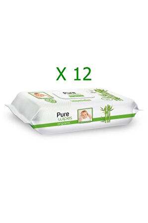 Pure Wipes Organik Bambu Özlü Islak Havlu 60'lı X 12 Li Avantaj Paketi