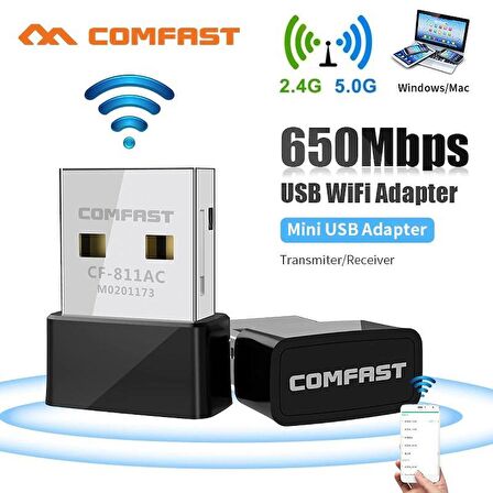 Schulzz Comfast 650 Mbps USB Mini Wifi Adaptörü RTL811 5GHz Kablosuz Alıcı