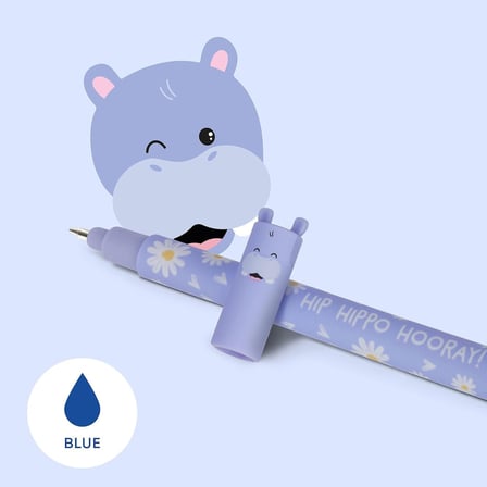 Silinebilir Jel Kalem - Hippo, Termosensitif Mürekkep, 0,7 mm Uç Çapı, 15 cm Uzunluk Mavi Mürekkep (2 Kalem)