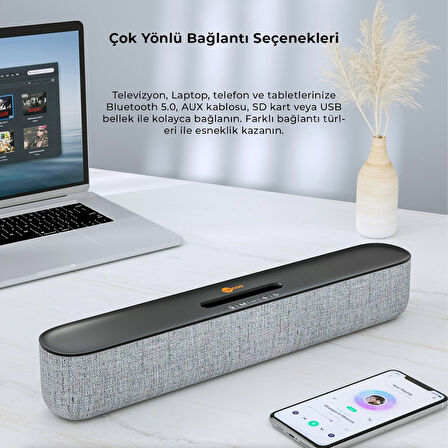 Lecoo DS108 Kablosuz Bluetooth 10W Soundbar Taşınabilir Stereo Hoparlör