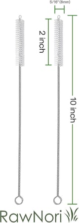 RawNori 2 İçme Saman Temizleme Fırçası UZUN - Paslanmaz Çelik İçecek Pipetleri için Kıl Temizleyici Cam Yıkama İçin Ağır Hizmet Fırçaları Silikon Metal Pipetler Çaydanlık Bacalı Mini Mikro Şişe