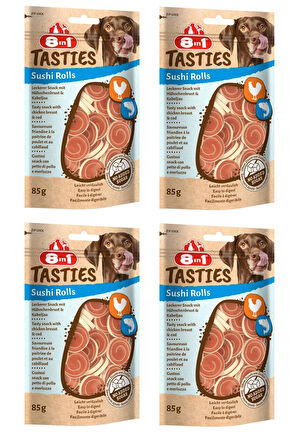 8in1 Tasties Sushi Rolls Tavuk ve Balıklı Köpek Ödülü 85 Gr. X 4 Adet
