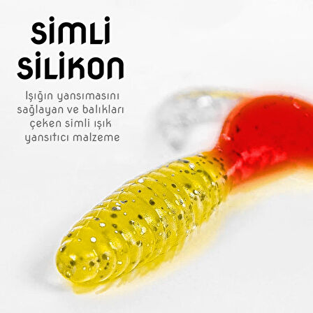 Silikon Kurt Sahte Yem - 60mm - Kırmızı/Sarı - Yumy (18065-456)