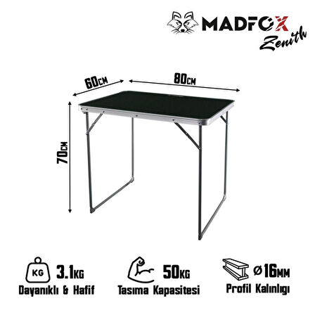 Katlanabilir Alüminyum Kamp Masası - Madfox Zenith - Siyah - 547278