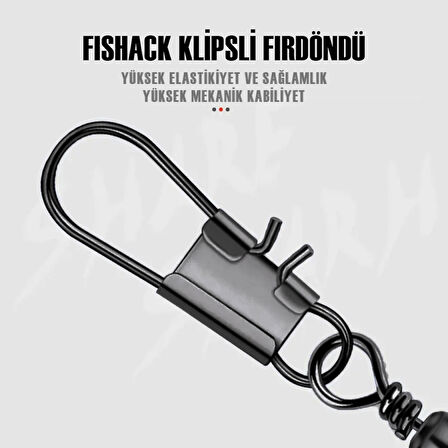 Fishack Paslanmaz Klipsli Fırdöndü Füme No: 8 12'li