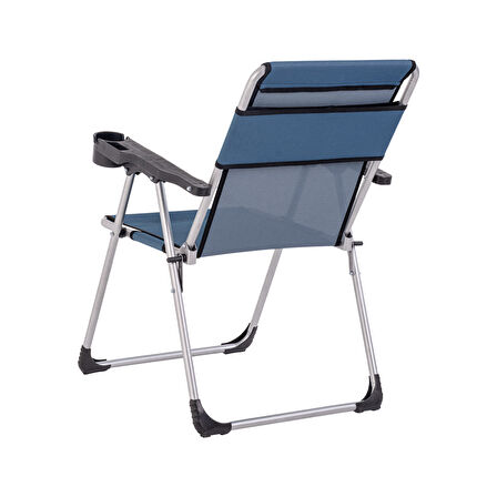 4 Adet Katlanır Kamp Sandalyesi ve Masa Seti - Rock - Safir - Bardaklıklı - 140 KG