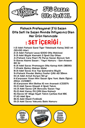 Fishack 3'lü Sazan Olta Seti XL - 3.60MT/50-100GR