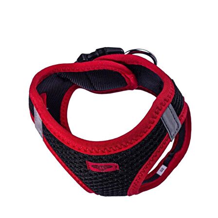 Doggie Havalı Dokuma Neon Küçük Irk Göğüs Tasması Kırmızı 30-34 cm (ANG-XS)