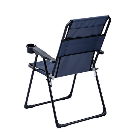 4 Adet Katlanır Kamp Sandalyesi ve Masa Seti - Rest - Taşıma Çantalı - Lacivert - 130 KG Taşıma
