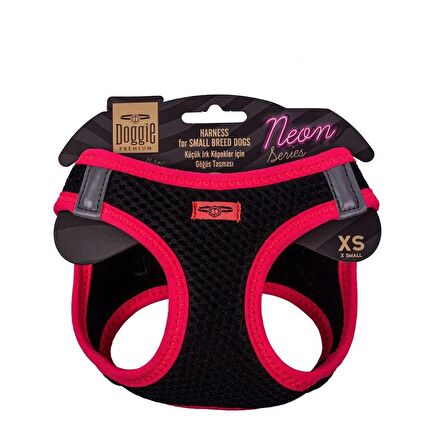 Doggie Havalı Dokuma Neon Küçük Irk Göğüs Tasması Pembe 30-34 cm (ANG-XS)