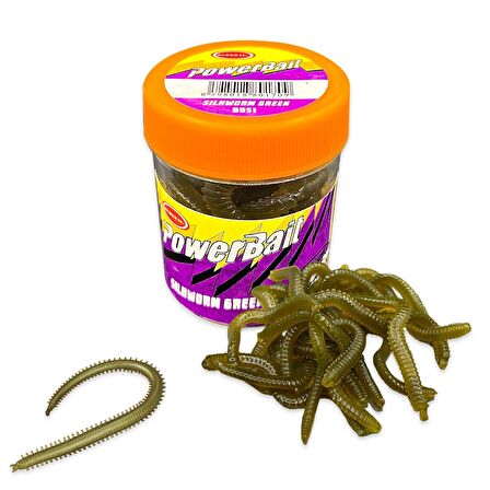 Power Bait Silkworm Yeşil Silikon Kurt Balık Yemi - Kokulu (9951)