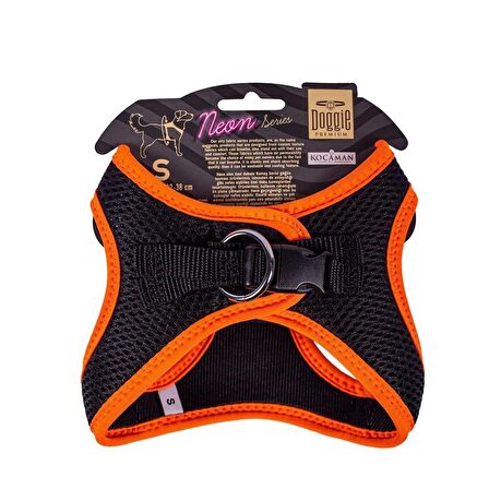 Doggie Havalı Dokuma Neon Küçük Irk Göğüs Tasması Turuncu 32-38 cm (ANG-S)