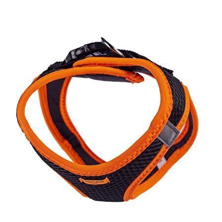 Doggie Havalı Dokuma Neon Küçük Irk Göğüs Tasması Turuncu 32-38 cm (ANG-S)