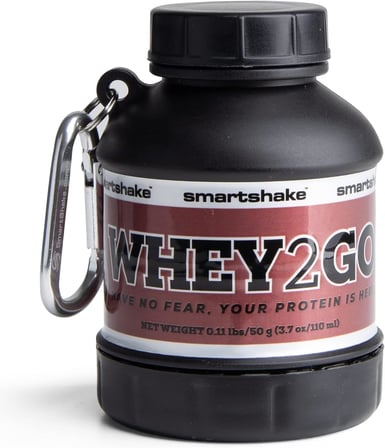 Smartshake Whey2Go Siyah Protein Tozu Saklama Kabı 50 g - BPA İçermeyen Çalkalayıcı Şişe Hunisi, Whey Protein Tozu + Protein Shakes için 110 ml, DC Comics Batman Erkekler için Hediyeler (Siyah)