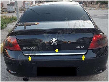 WOC Chrome Peugeot 407 Krom Bagaj Alt Çıta 2004-2010 Paslanmaz Çelik