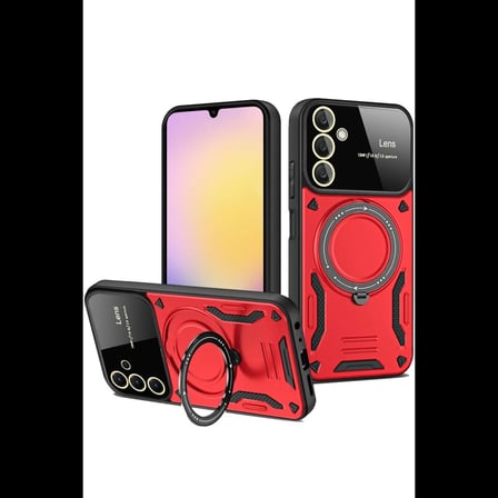 Samsung Galaxy S25 Plus Kılıf Joy Lens Standlı Kapak - Kırmızı