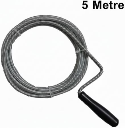 5 Metre Lavabo Açma Sustası Teli | Spiral Yaylı Krom Kaplama Gider Açma Sustası | Ergonomik Saplı Banyo Mutfak Tıkanıklık Açıcı